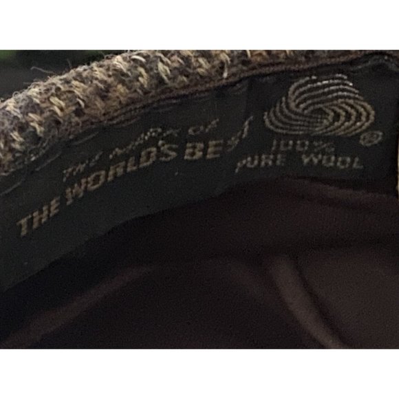 Vintage‎ Men’s Wool Brown Gray Tweed Driver Cap Union Made Marked M Fits S Lined - Picture 15 of 16